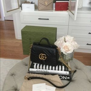 Gucci Marmont mini top handle bag. Gold hardware.